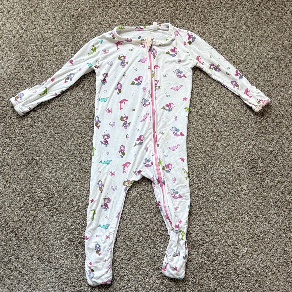 Bellabu Bear Convertible Footie in Mermaid Print